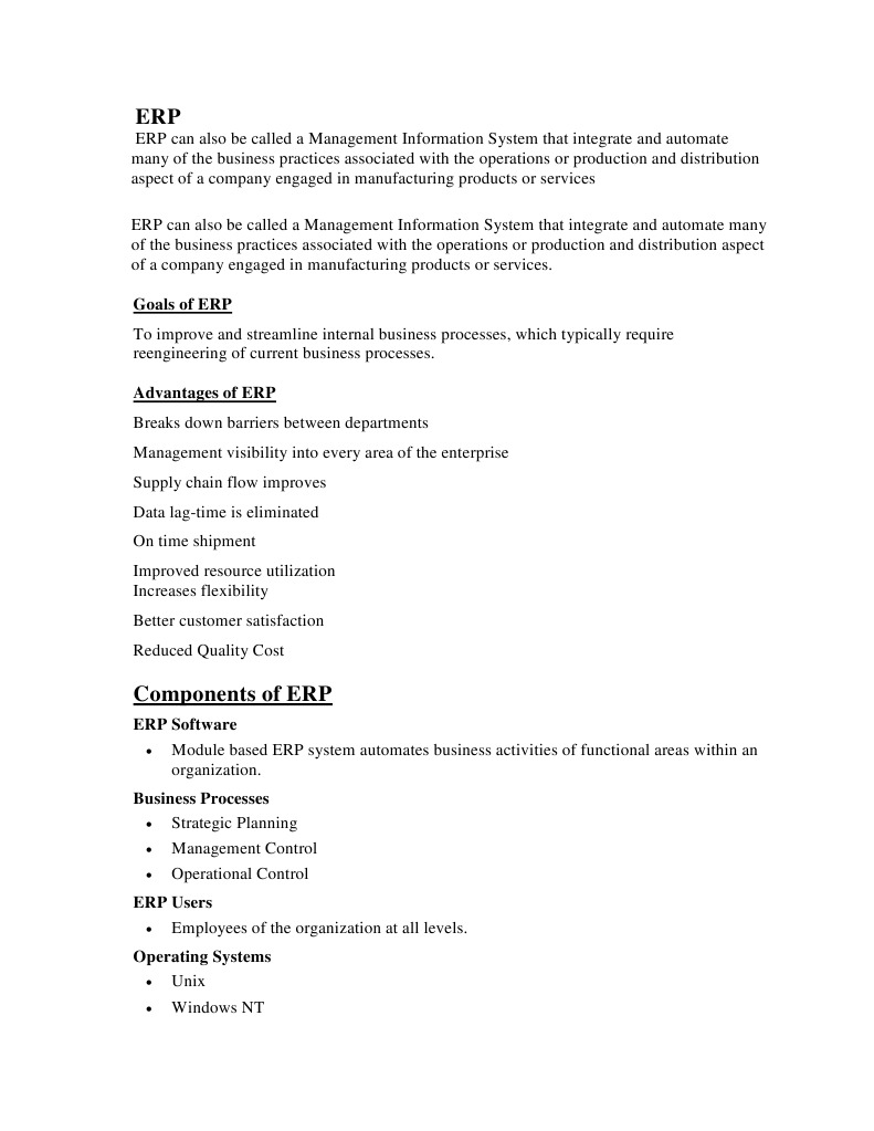 Overview of ERP Systems and Benefits | PDF | Management Information ...