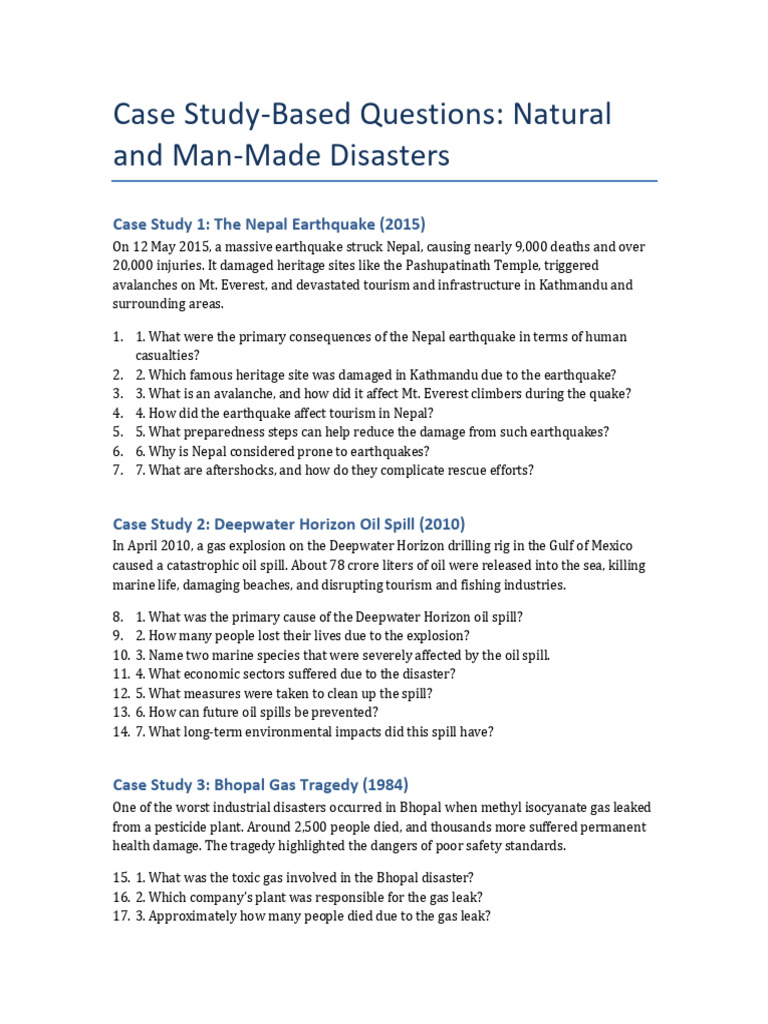 Disaster Case Studies Quiz | PDF