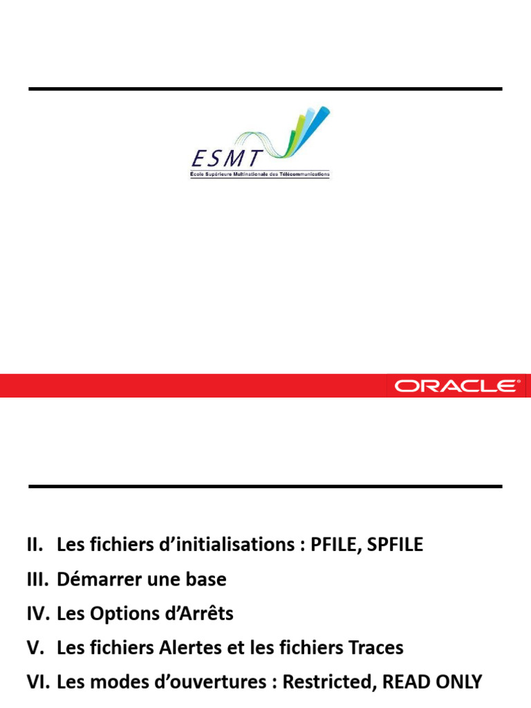 Dba Chapitre 2 Instance Oracle Pdf Base De Données Oracle Données 