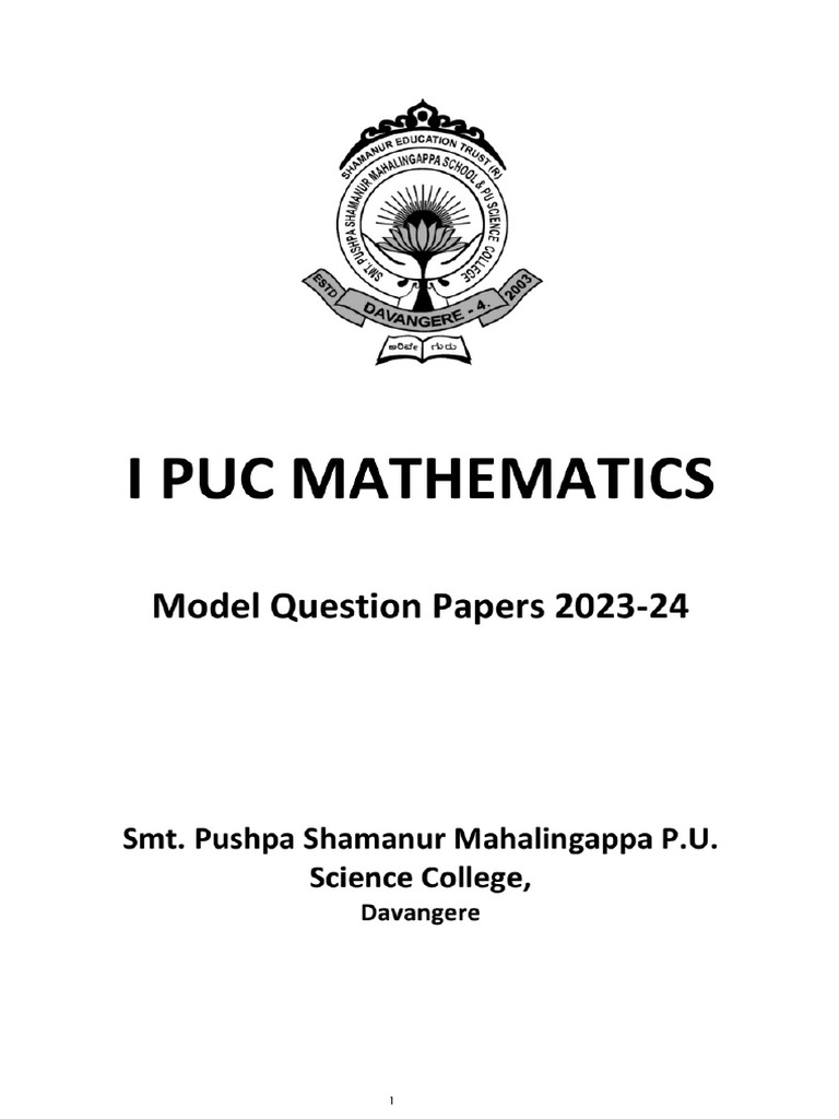 I PUC Model Question Papers | PDF