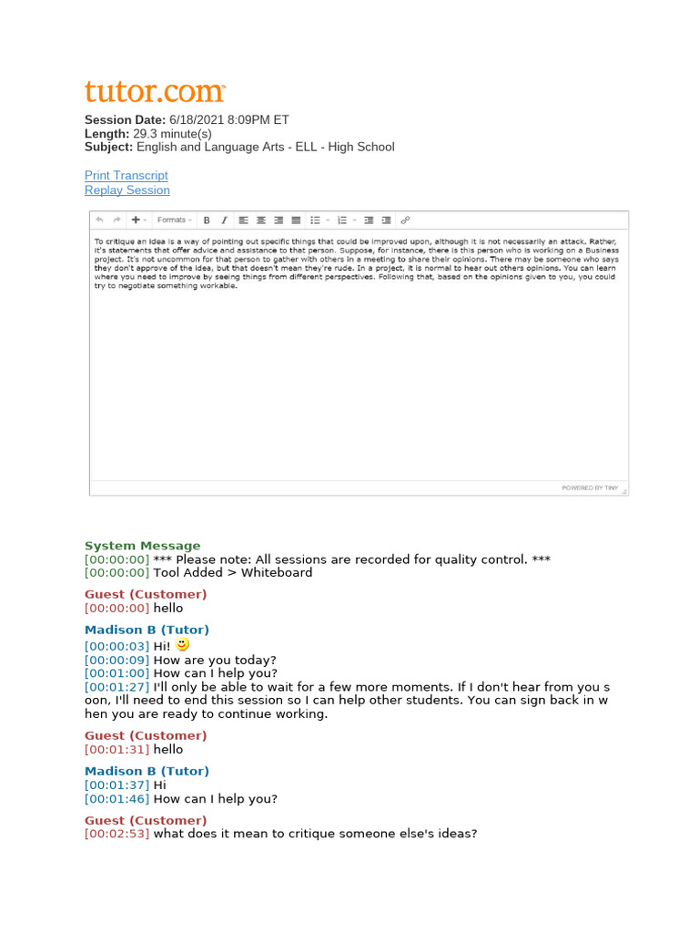CII Transcript - ELL (English and Language Arts) High School | PDF ...