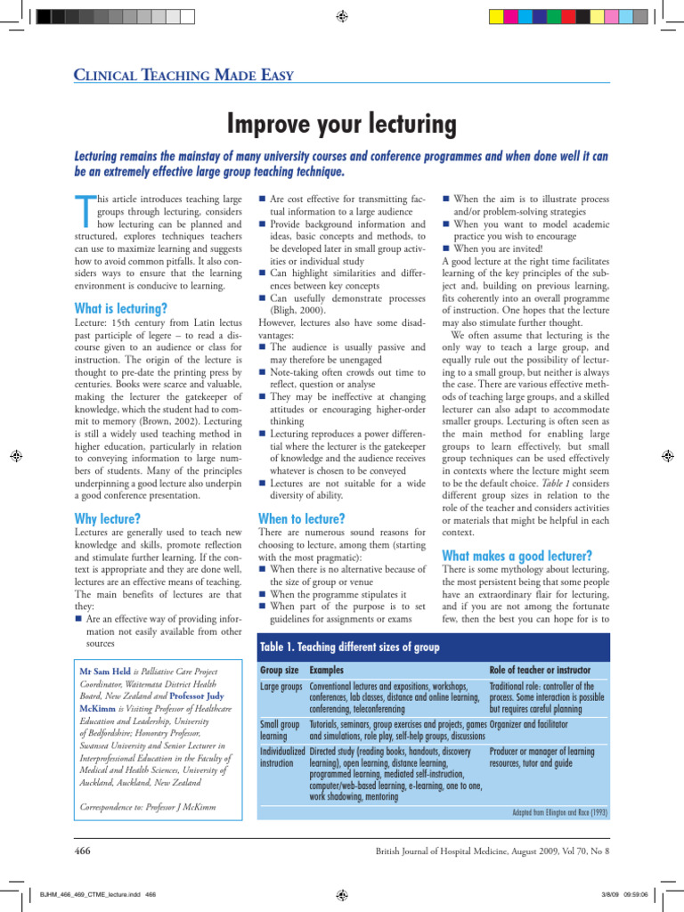 Good Lecture | PDF | Lecture | Learning