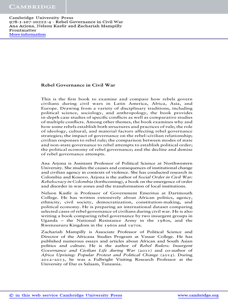Rebel Governance in Civil War | PDF | Political Science