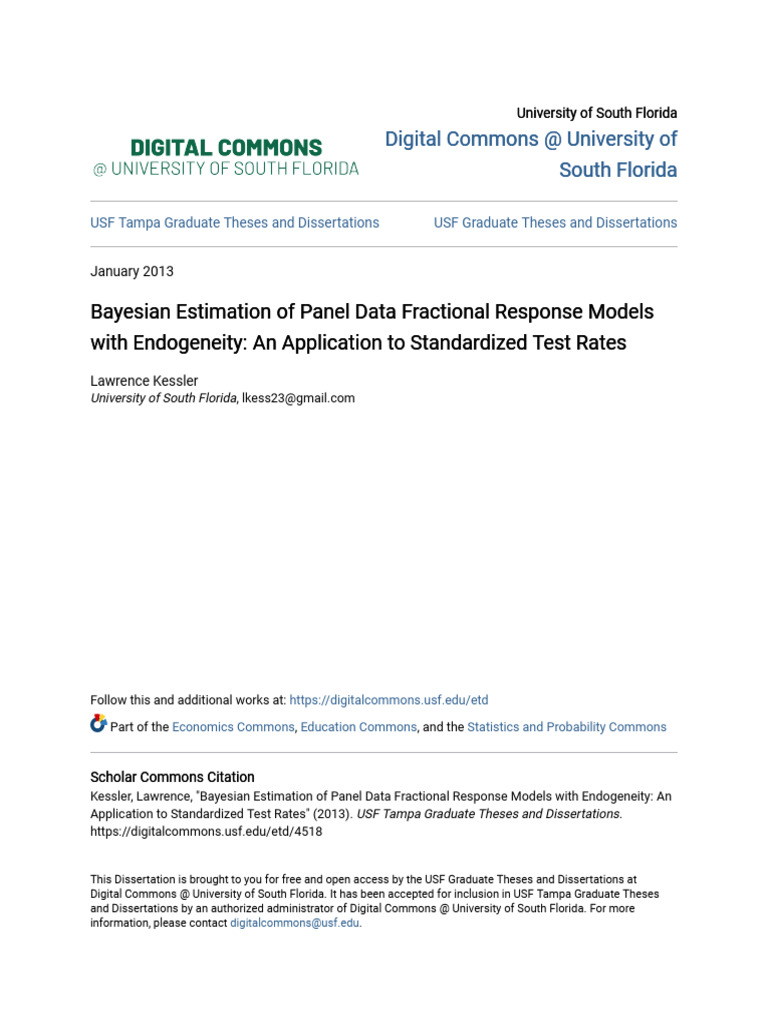 Bayesian Estimation of Panel Data | PDF | Normal Distribution | Vector ...