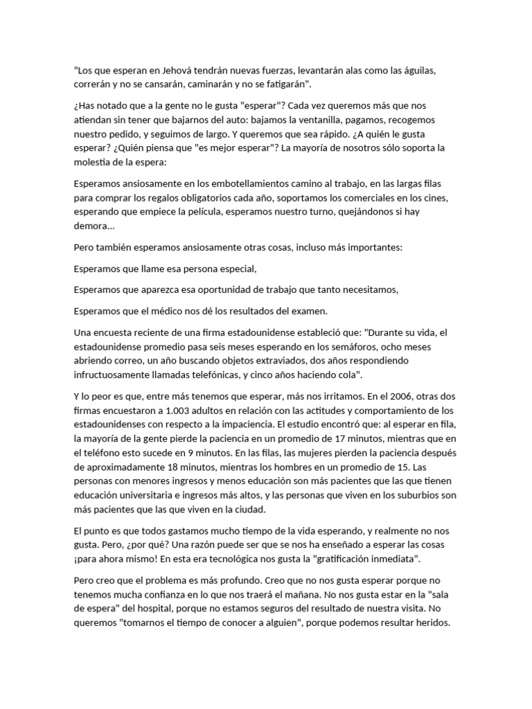 Los Que Esperan en Jehová Tendrán Nuevas Fuerzas | PDF | Libro de ...