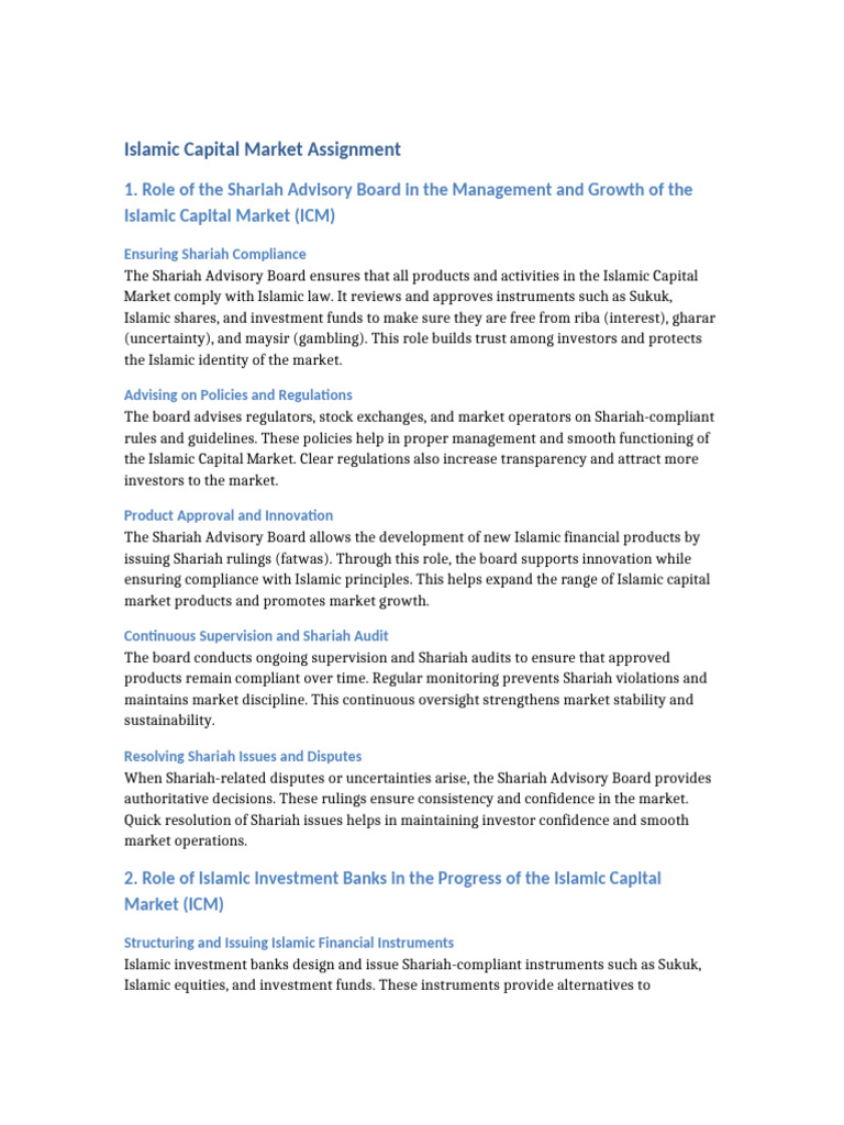 Islamic Capital Market Assignment | PDF | Islamic Banking And Finance ...