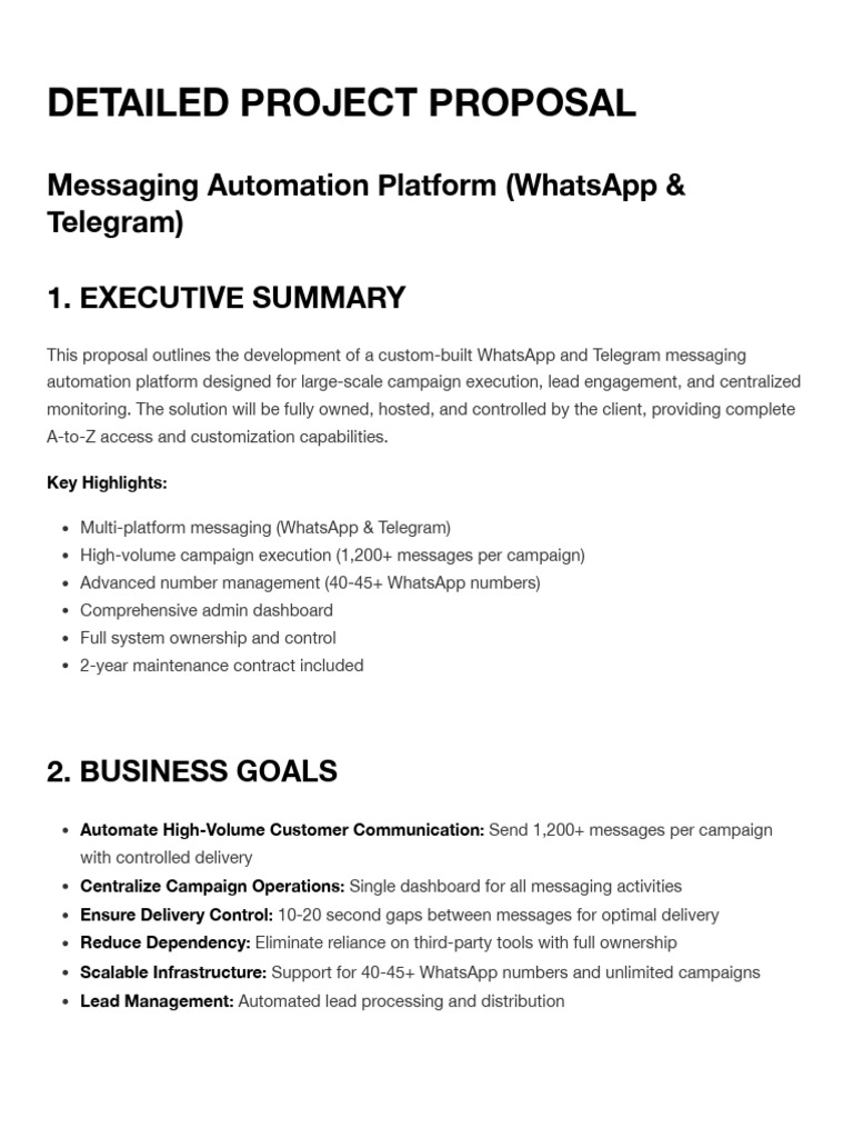 Messaging Automation Platform Proposal | PDF | United States Dollar ...