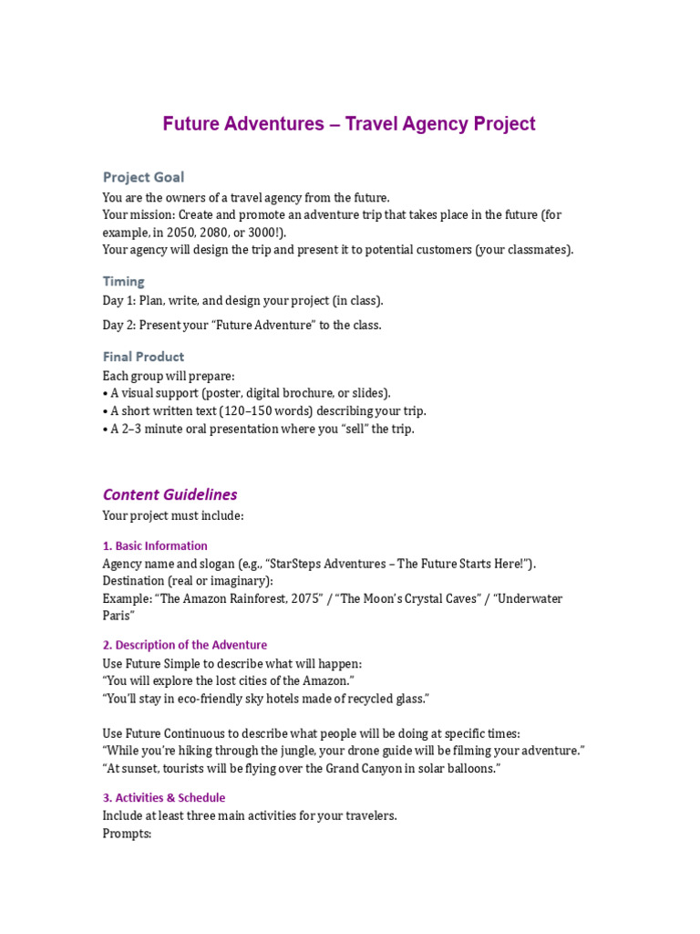 Future Adventures Travel Agency Project Full | PDF
