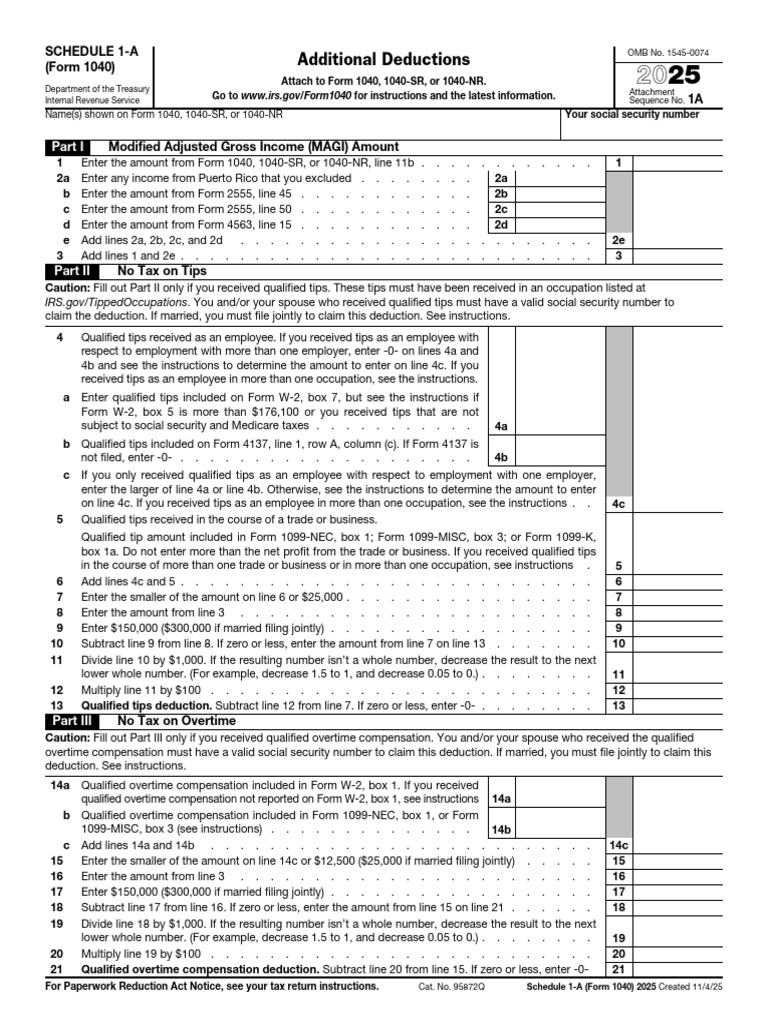 f1040s1a | PDF | Irs Tax Forms | Economies