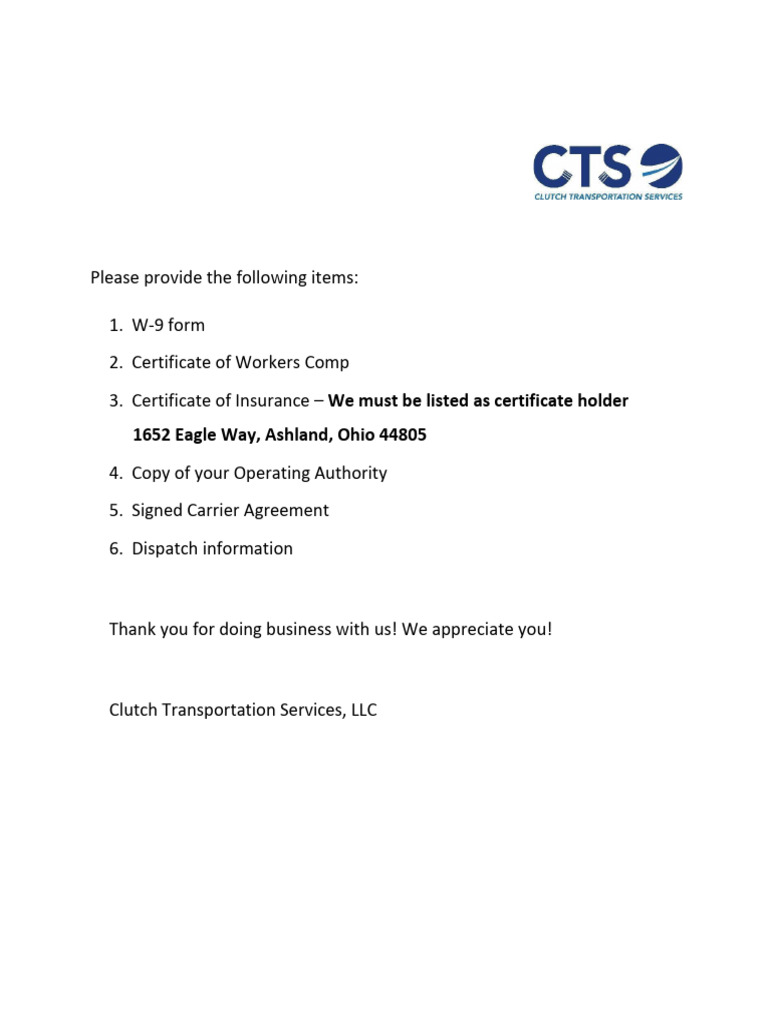 Clutch Transportation Carrier Packet 10.19.23 | PDF | Indemnity | Cargo