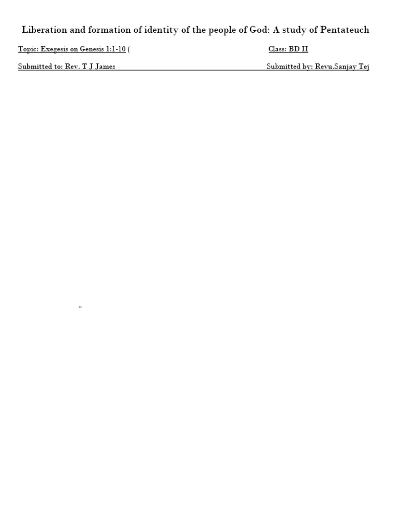 Exegesis On Genesis 1-1-10 | PDF | Genesis Creation Narrative | Book Of ...