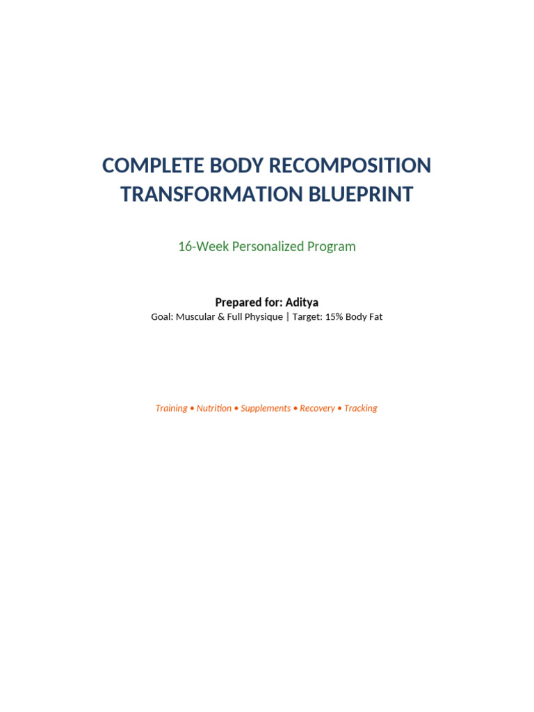Body Recomposition Blueprint Aditya | PDF | Dietary Supplements ...