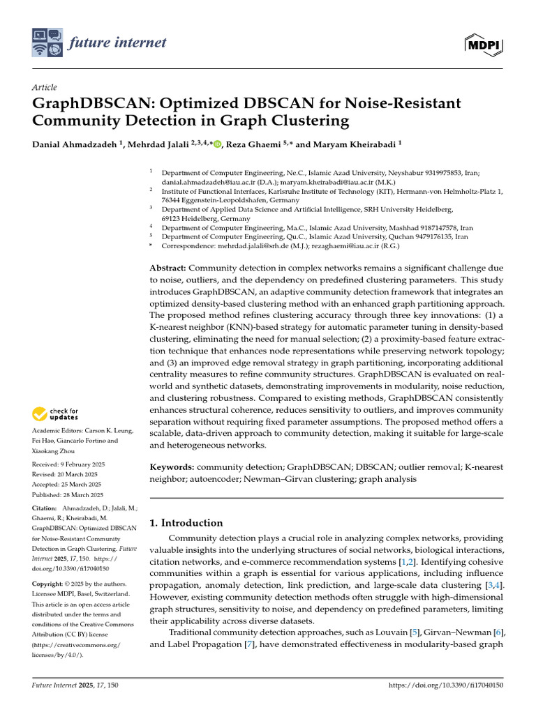 GraphDBSCAN Optimized DBSCAN for Noise-Resistant C | PDF | Cluster ...