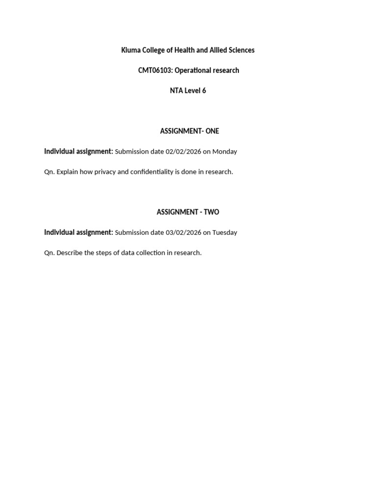 Operational Research Assignment | PDF