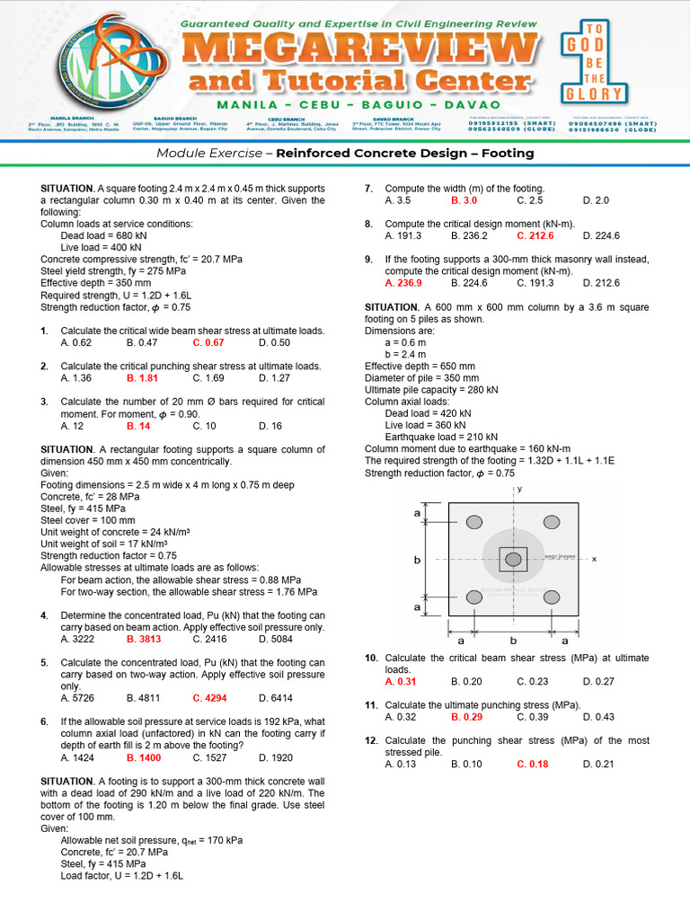 Module Exercise - RCD Footing (March 2026) | PDF | Strength Of ...