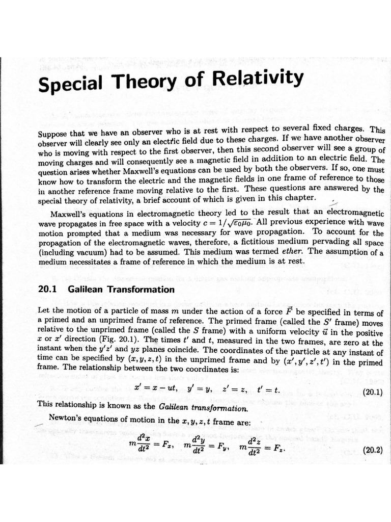 Special Theory of Relativity | PDF