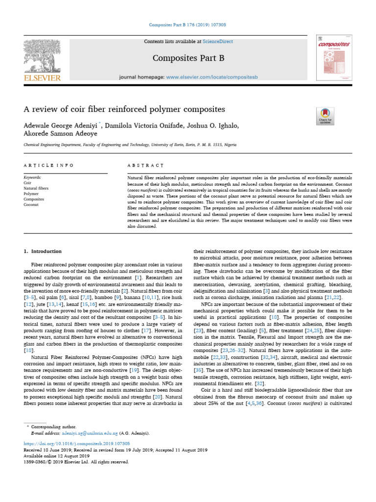 Adeniyi Et Al. - 2019 - A Review of Coir Fiber Reinforced Polymer ...