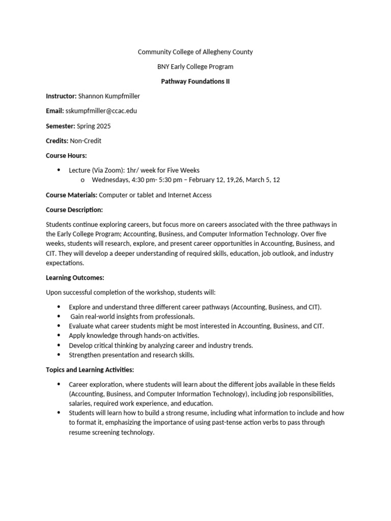 Pathway Foundations II Course Syllabus SP25 Zoom | PDF | Plagiarism ...
