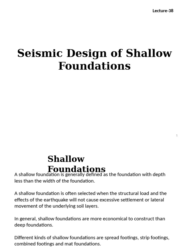 Seismic Design of Shallow Foundations | PDF | Natural Materials | Geology