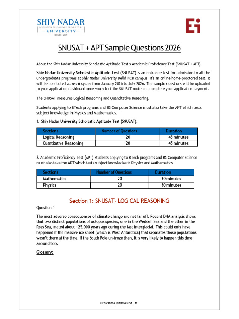 841763475925_SNUSAT_And_APT_Sample_Paper_2025 (1) | PDF | Heat | Gases
