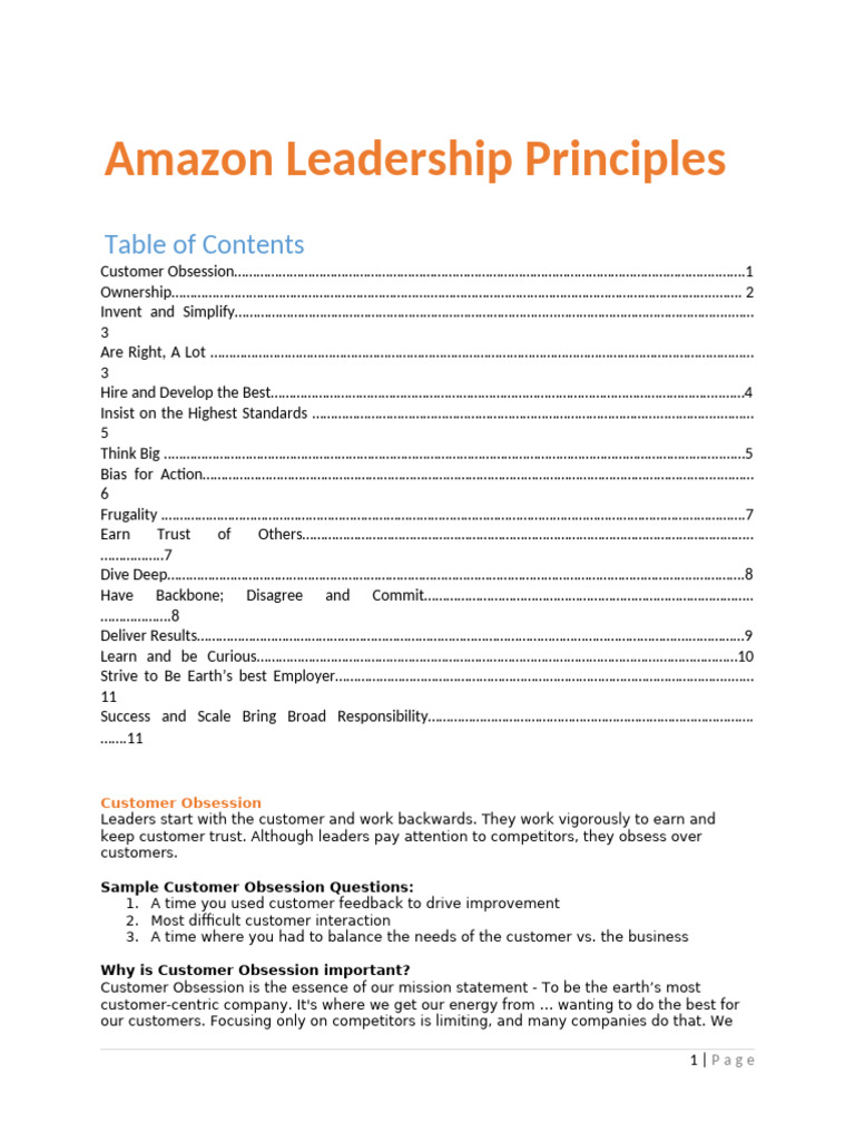 Amazon Leadership Principles | PDF | Learning | Innovation