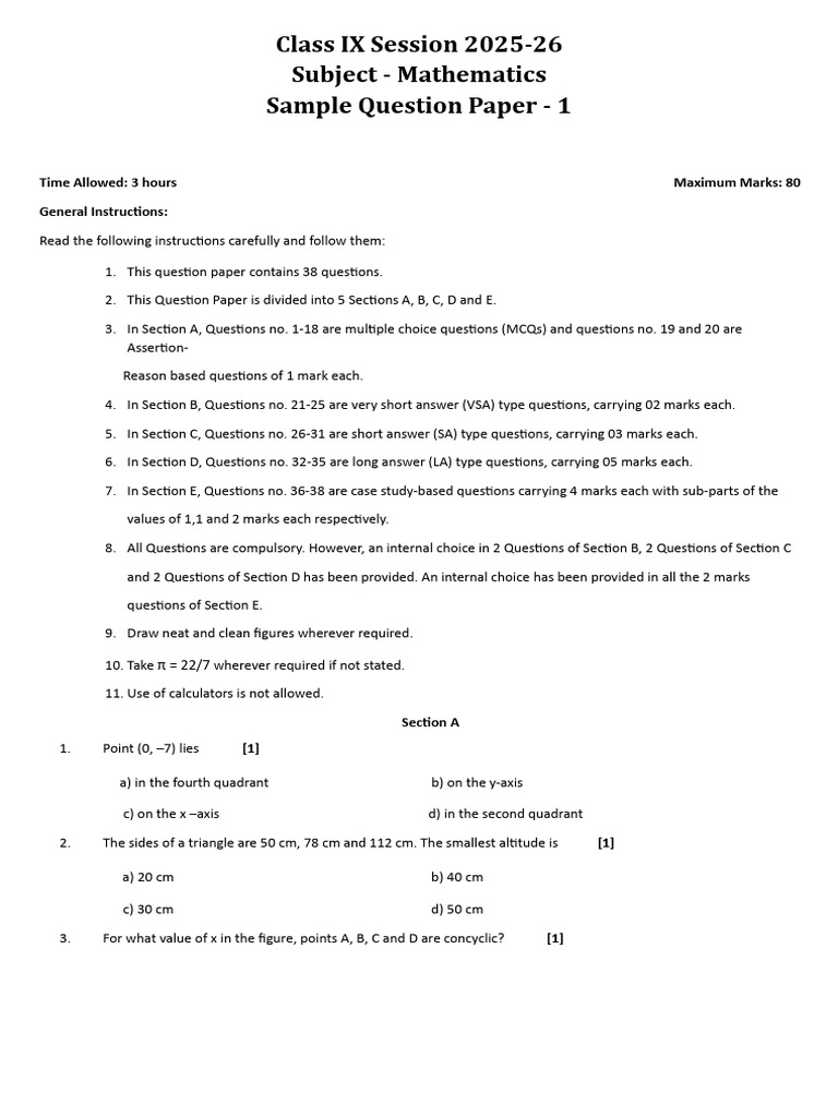 Mock Mathematics 26 Jan 2026 | PDF | Circle | Perpendicular