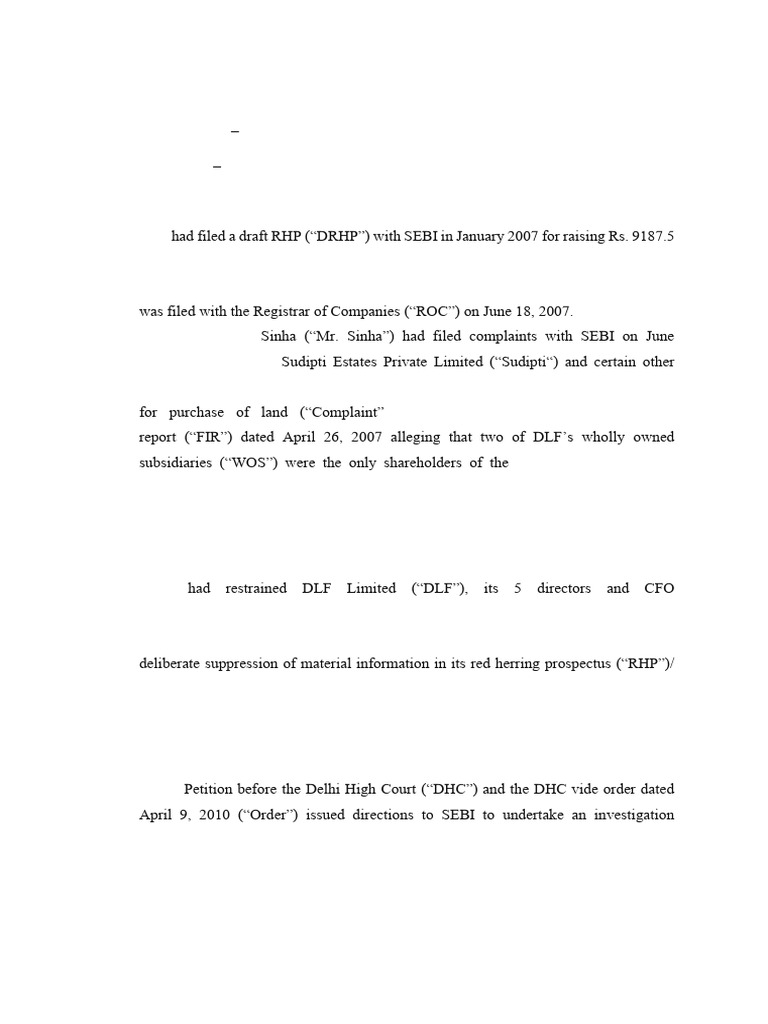 DLF v. SEBI | PDF