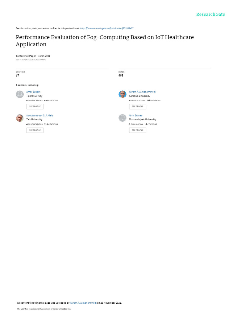 Performance Evaluation of Fog-Computing Based on IoT Healthcare ...