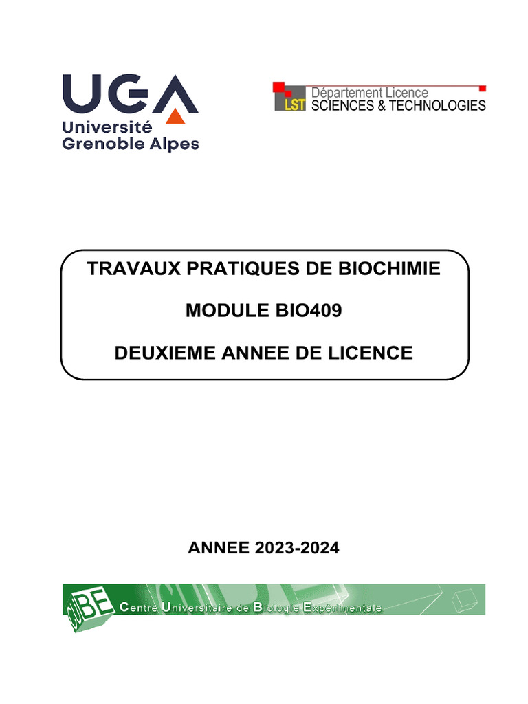 Poly - TP - BIO409 2023 2024 v11 | PDF | Enzyme | Protéines