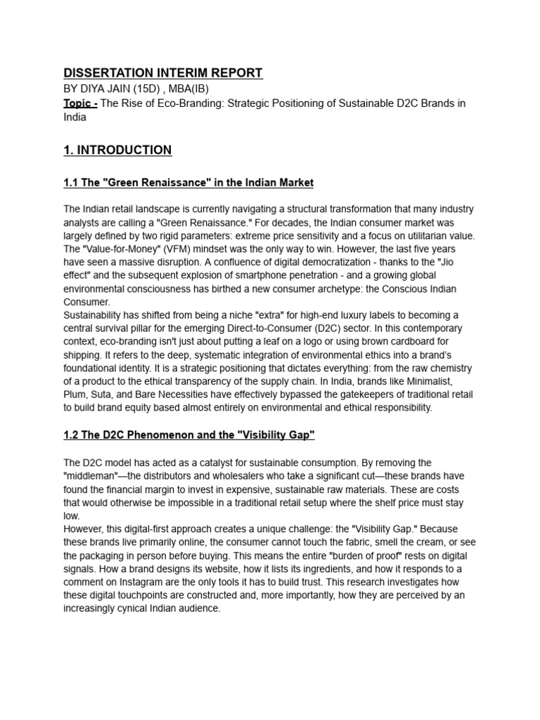 Diya Jain - Interim Report | PDF | Brand | Sustainability