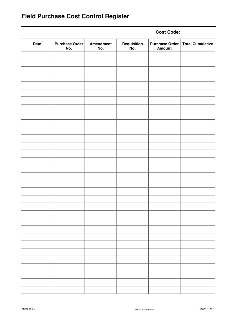 Field Purchase Cost Control Register | PDF