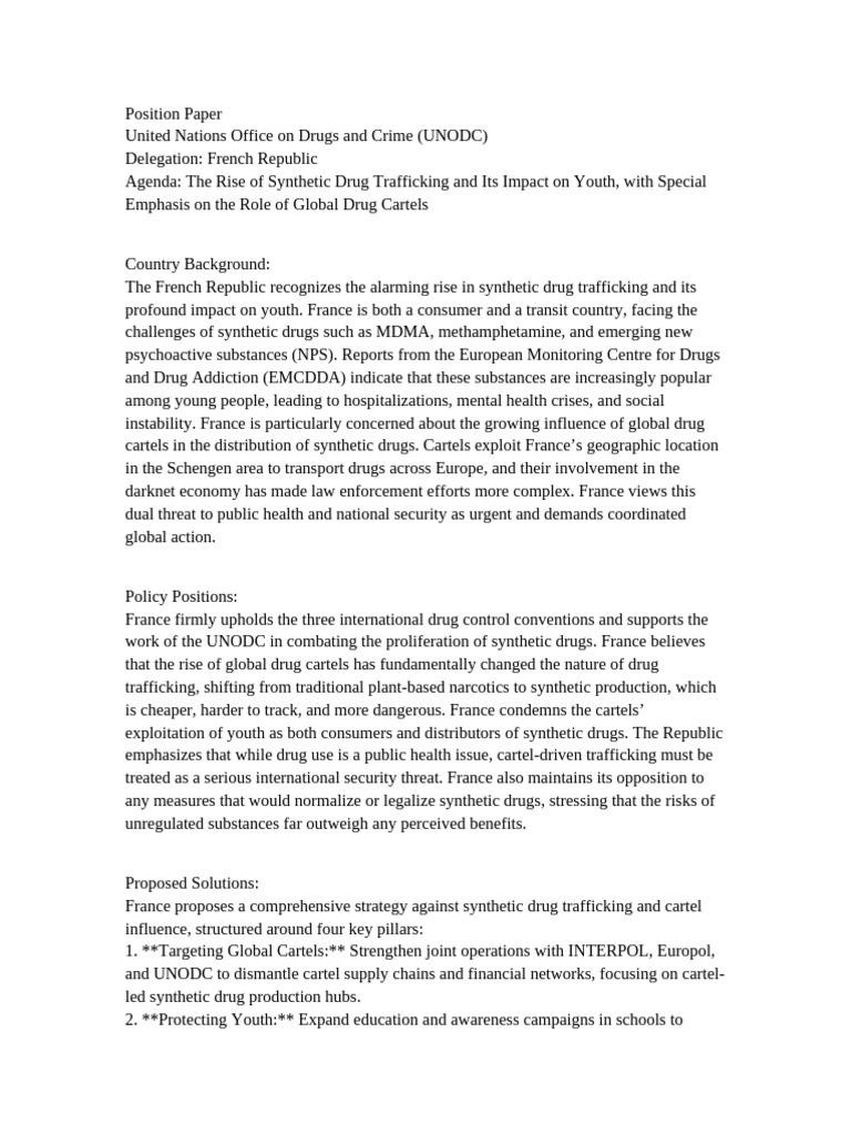 France UNODC Position Paper Cartels | PDF | Illegal Drug Trade | Drugs