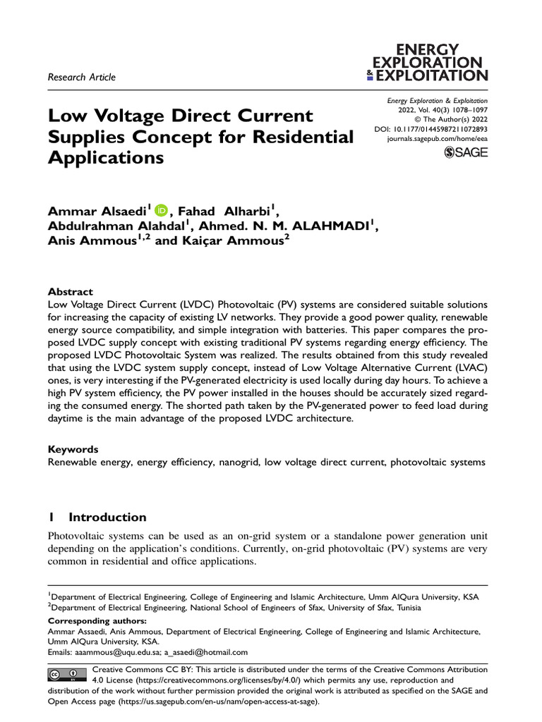 Low Voltage Direct Current Supplies Concept For Re | PDF | Photovoltaic ...