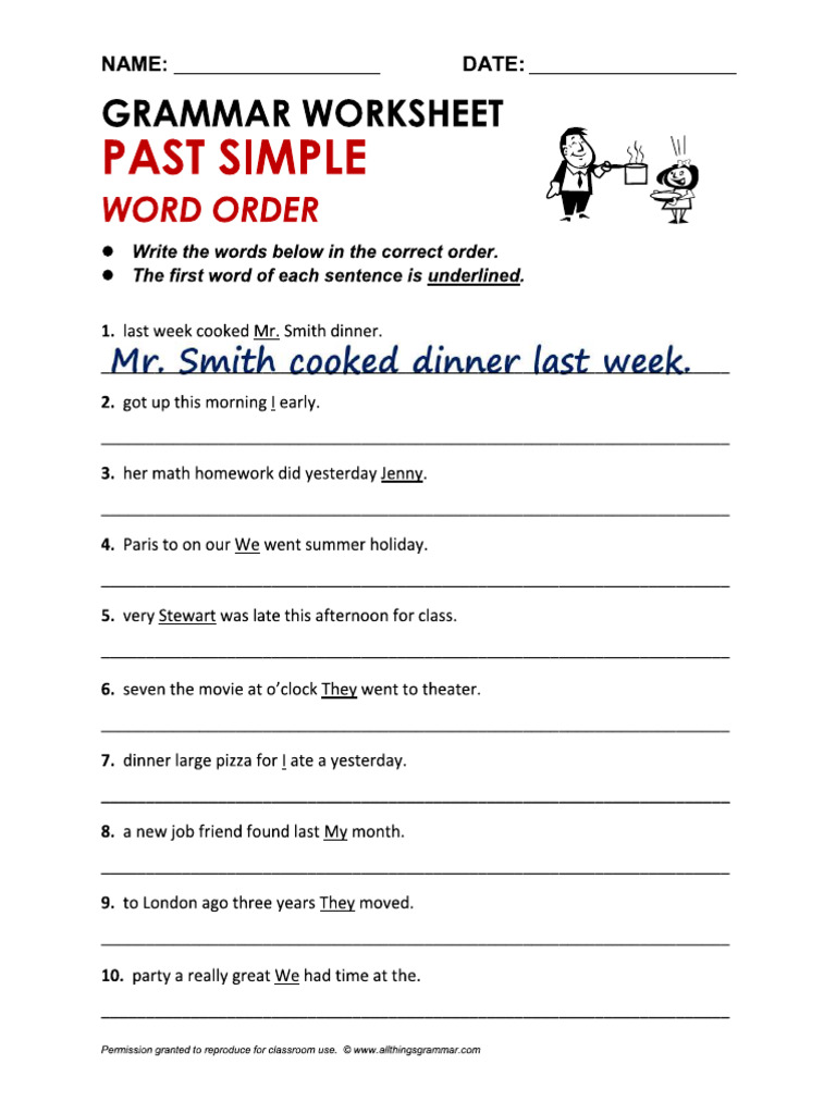 Word Order Past Simple 3 | PDF