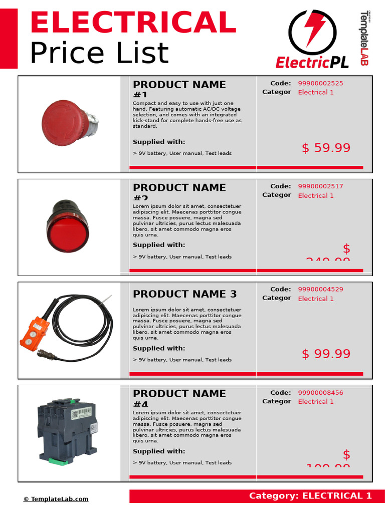 Electrical Price List Template | PDF | Electronic Engineering ...