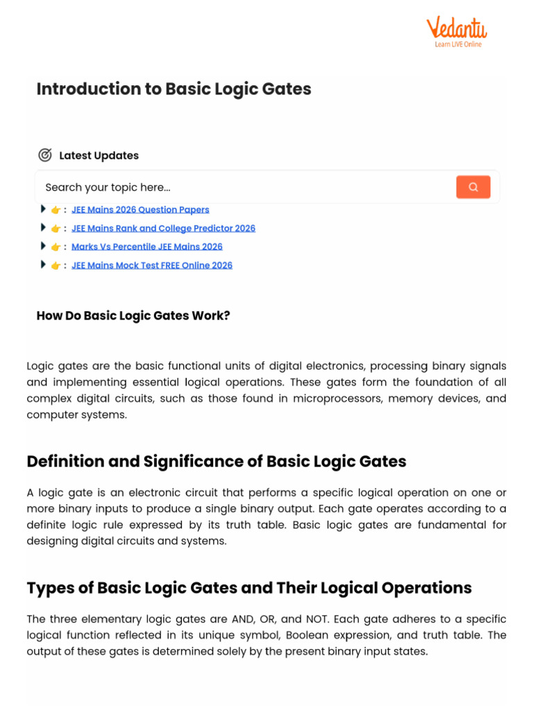 Introduction To Basic Logic Gates | PDF