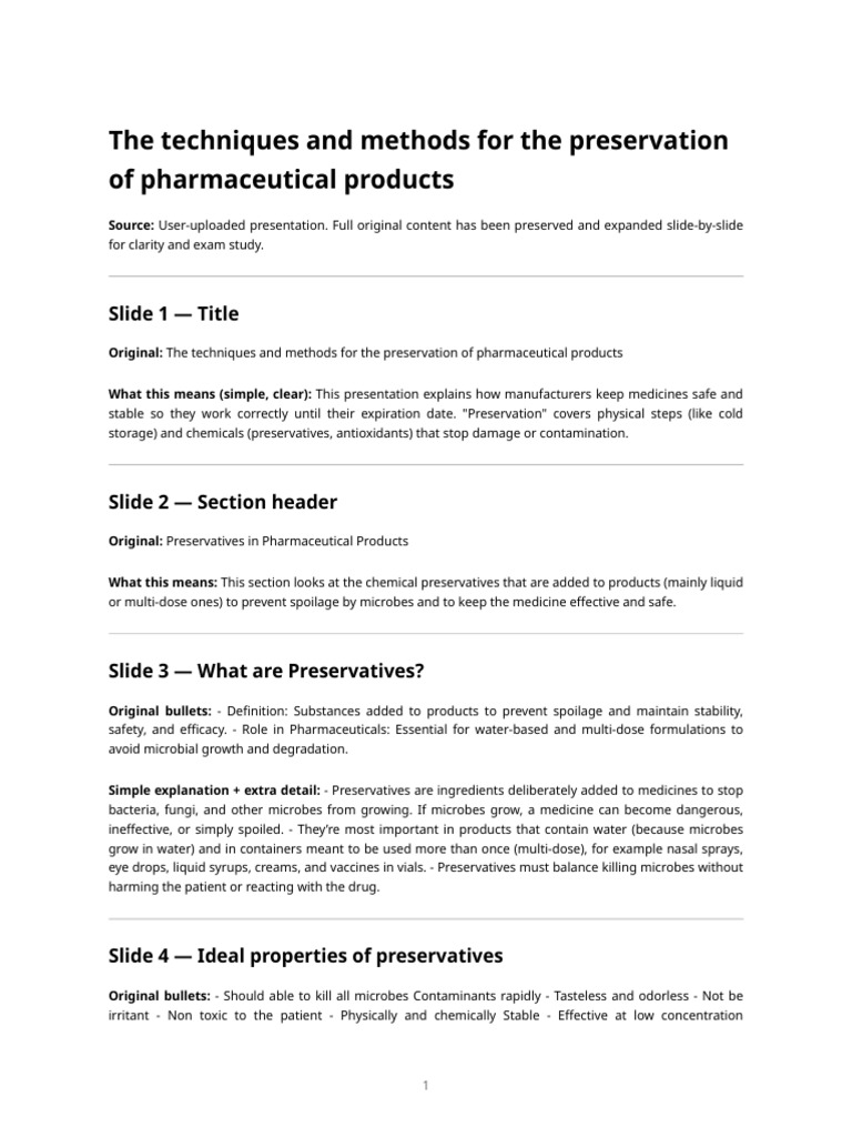 Preservatives in Pharmaceutical Products - Detailed Slide-By-slide ...
