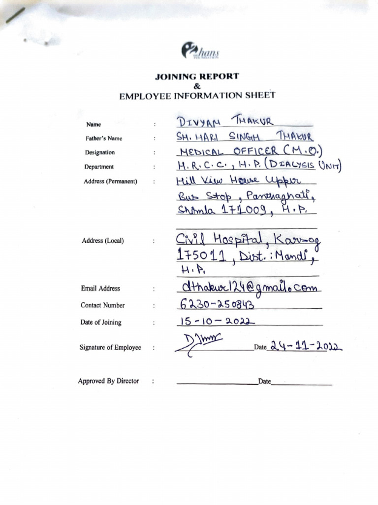 Joining Form With Photograph (1) Formal | PDF