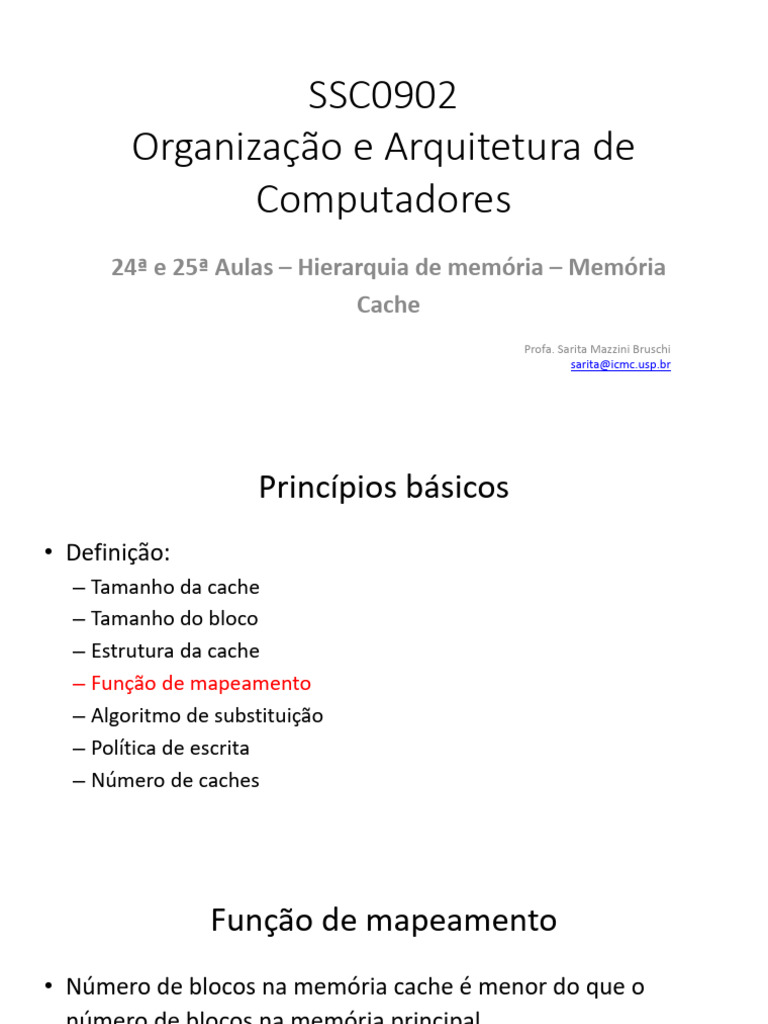 24e25aulas - Memoria Cache - 2 | PDF | Cache de CPU | Cache (informática)