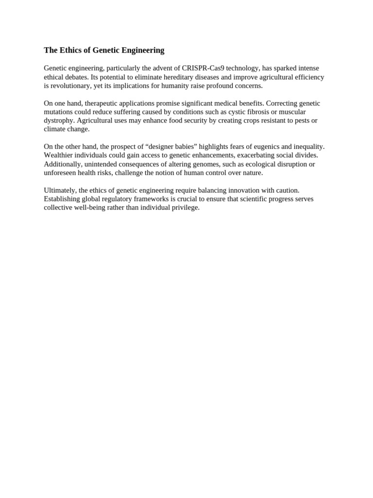 The Ethics of Genetic Engineering | PDF