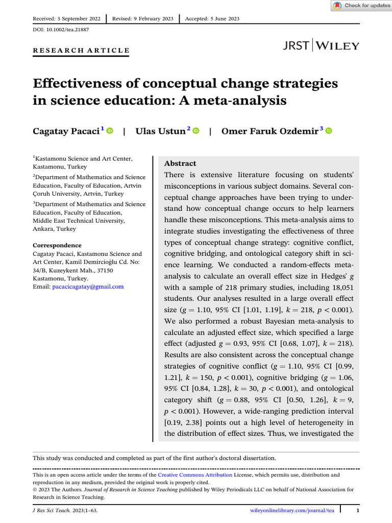 Effectiveness of Conceptual Change | PDF | Cognitive Psychology ...