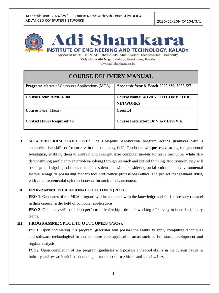Course Delivery Manual, Acn | PDF | Computer Network | Osi Model