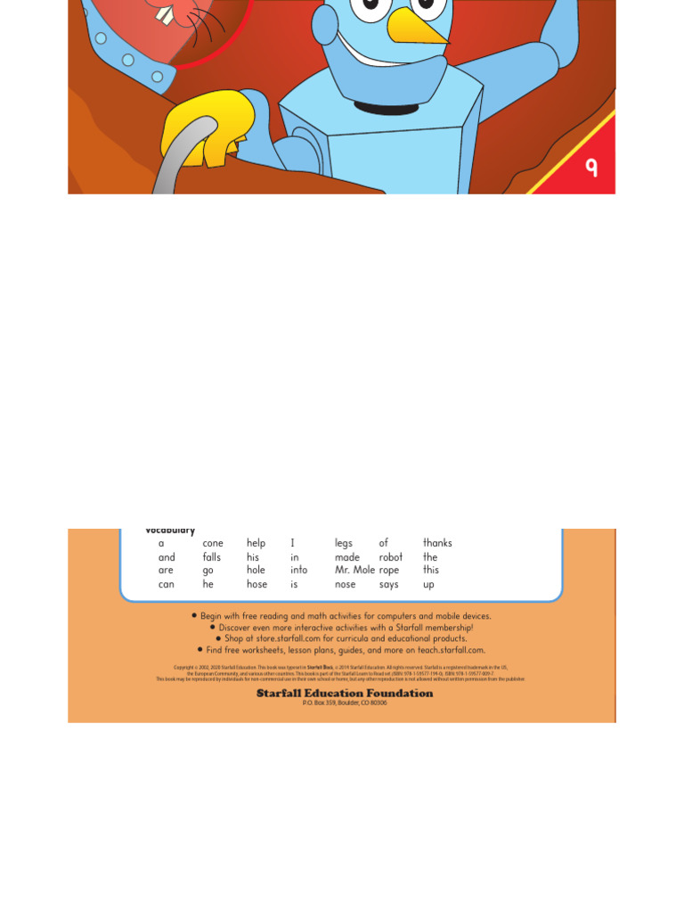 9 Robot MrMole by Starfall | PDF | Human Communication | Writing