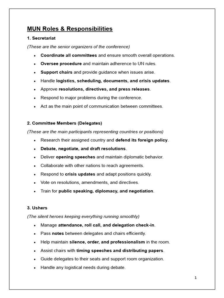 MUN Roles | PDF