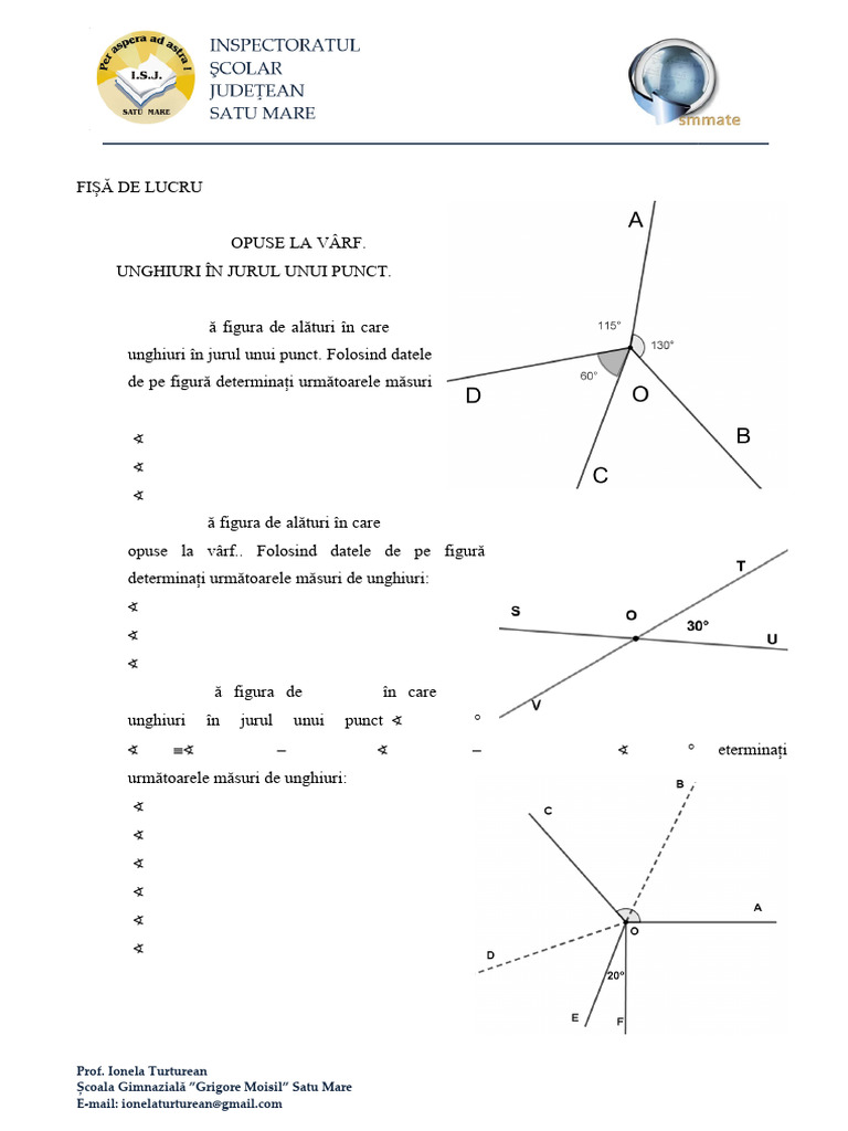 Unghiuri Lectie2 Cls6 Fisa de Lucru | PDF