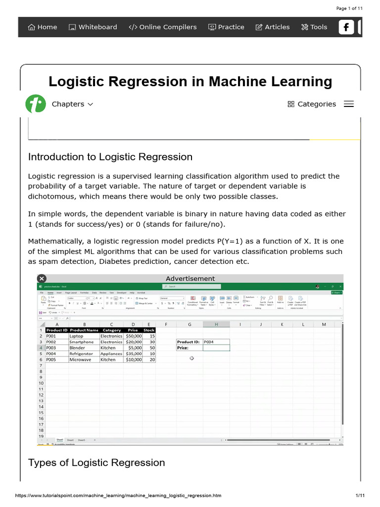 Logistic Regression in Machine Learning - UNIT2 | PDF | Logistic ...