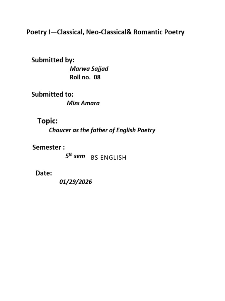 Poetry I | PDF