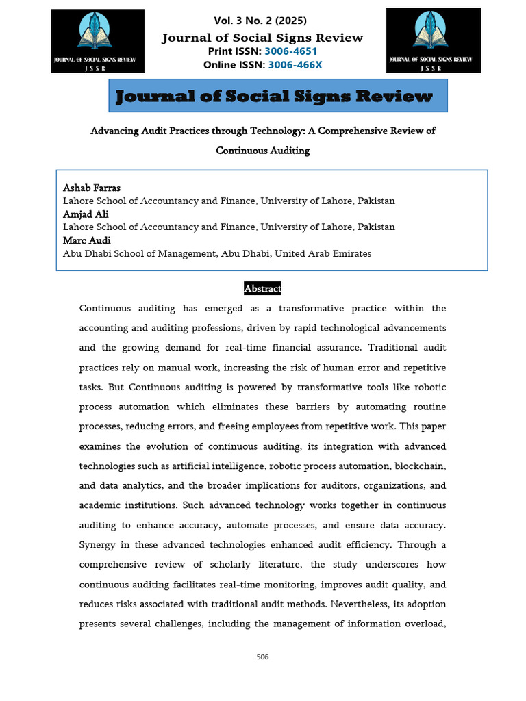 Advancing Audit Practices Through Technology A Comprehensive Review of ...