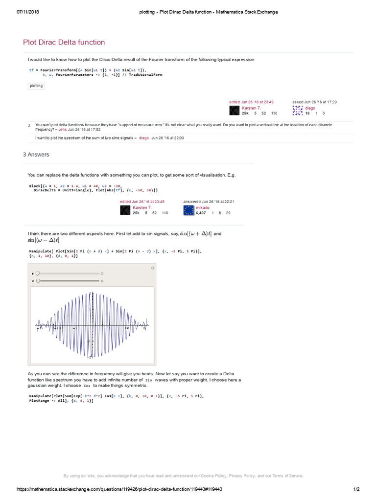 Plotting - Plot Dirac Delta Function - Mathematica Stack Exchange | PDF ...