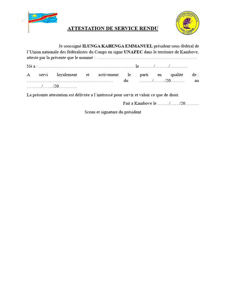 Attestation 2026 | PDF